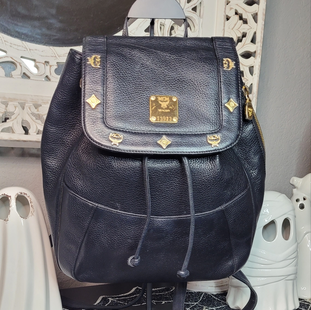 MCM Mini Backpack, Vintage, black, leather